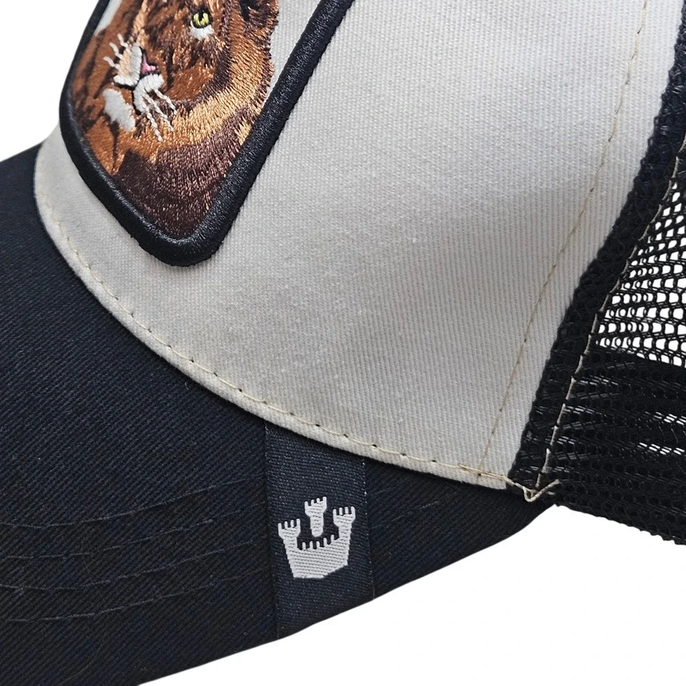Goorin Bros Trucker Hat Unisex OSFM Black White Lion King Patch Mesh Snapback